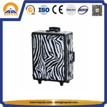 Valise de maquillage cosmétique Zebra Trolley en aluminium (HB-3508)